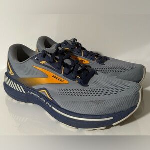 Brooks Adrenaline GTS 23 Men’s 11.5 Grey Navy Gold Running Shoes EUC